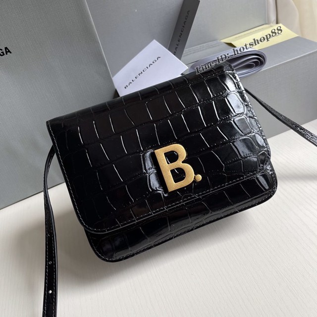 Balenciaga專櫃爆款單肩斜挎女士小包 巴黎世家鱷魚紋小方包 fyj1597